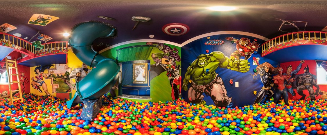 an actual ballpit in a bedroom in an airbnb home in orlando florida area