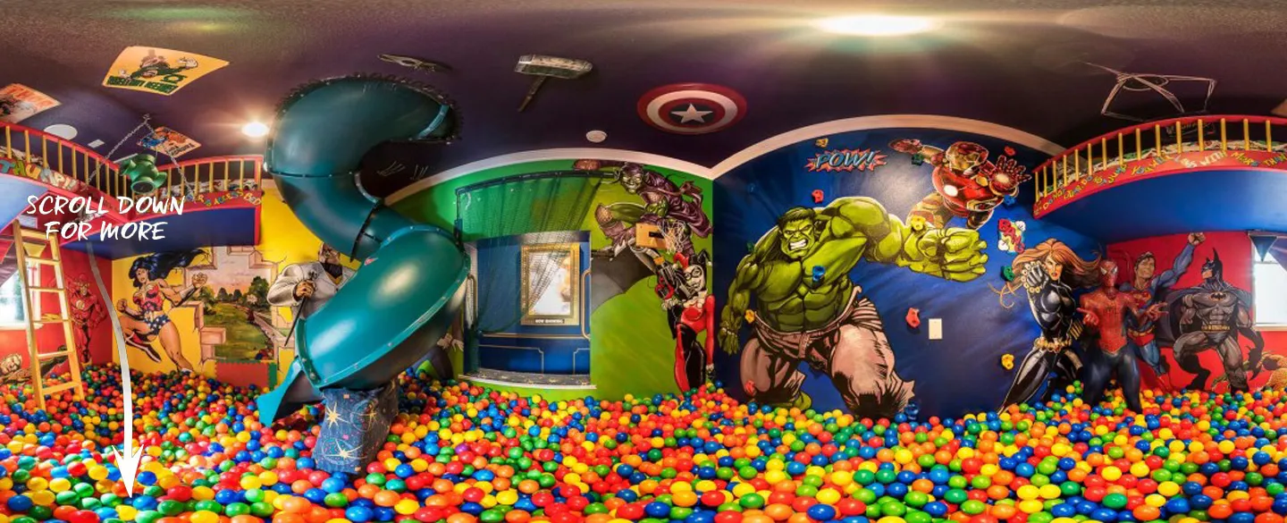 an actual ballpit in a bedroom in an airbnb home in orlando florida area