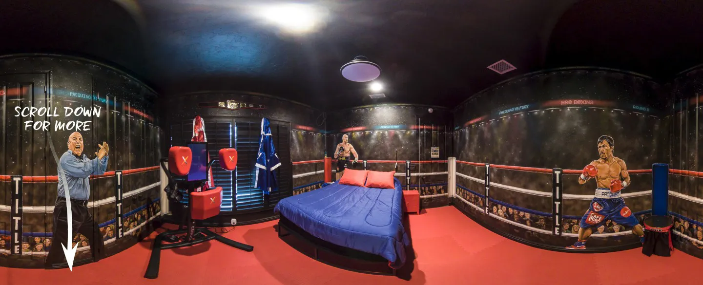 a boxing themed bedroom near Orlando, Florida