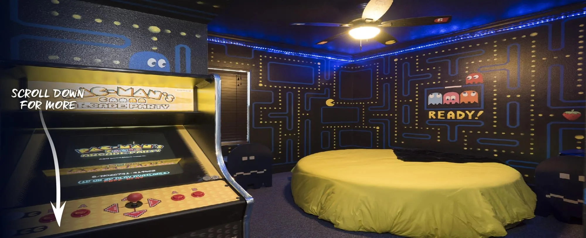 The 1980s Video Game Bedroom - Sleep in a Pac-Man maze at The Great Escape Lakeside - Managed by Orlando Area Luxury Resorts & Rentals