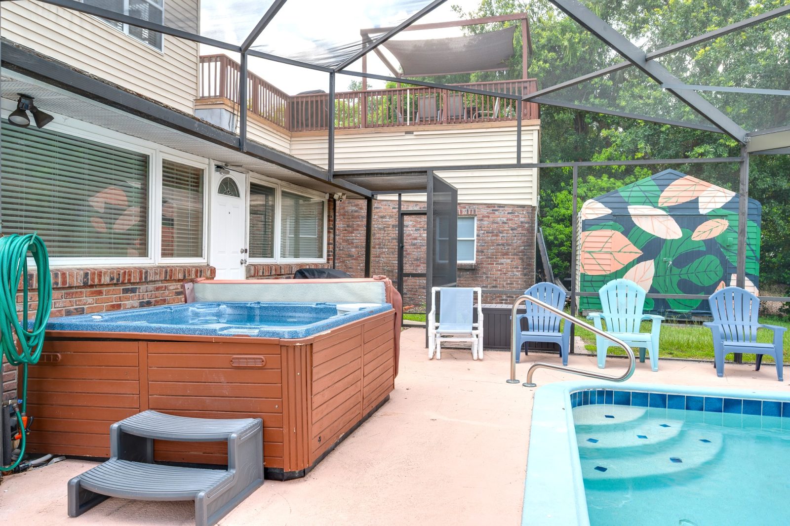Poolside hot tub