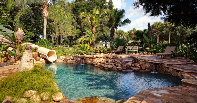 Vacation Home Rentals in Orlando - The Ever After Estate's lagoon pool - rent this vacation home!