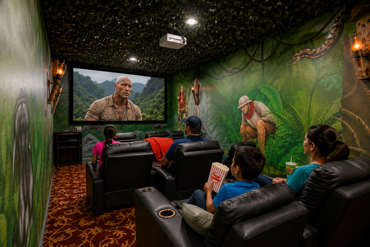 The Jumanji 2.0 Jungle Cinema Room.