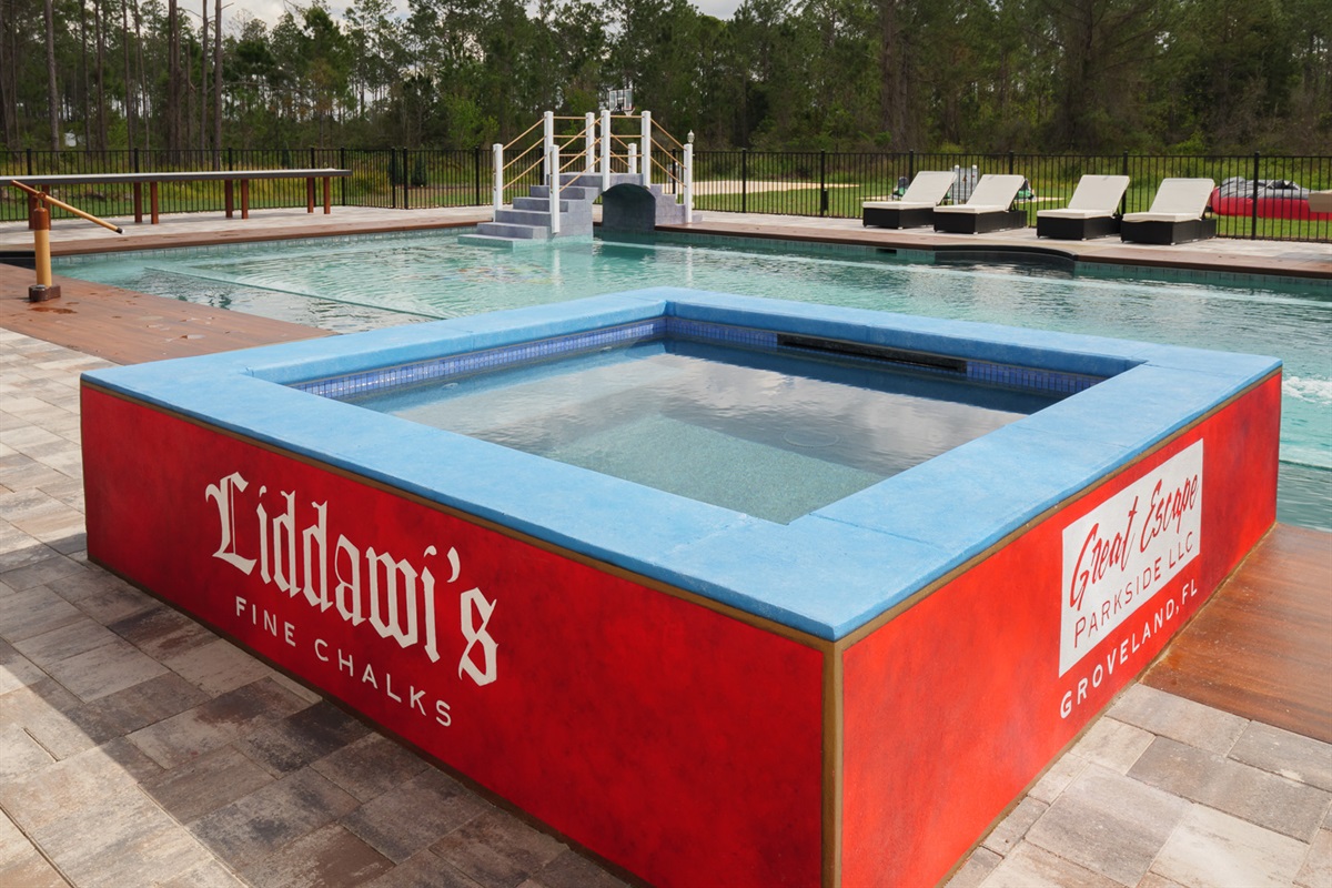 Chalk cube hot tub .