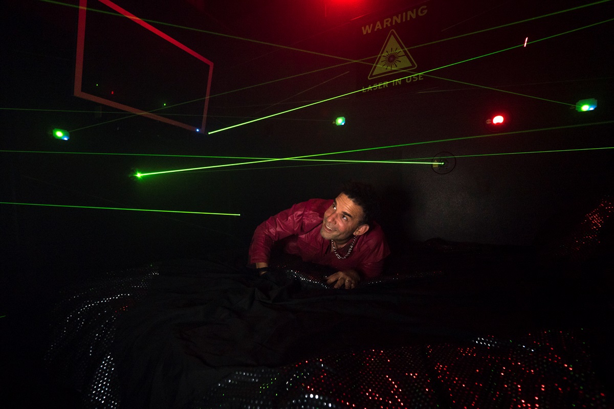 Laser tag inside the maze.