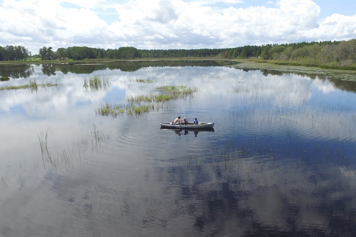 Paddling the lake.