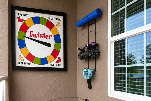 Game-room decor by the pool table.