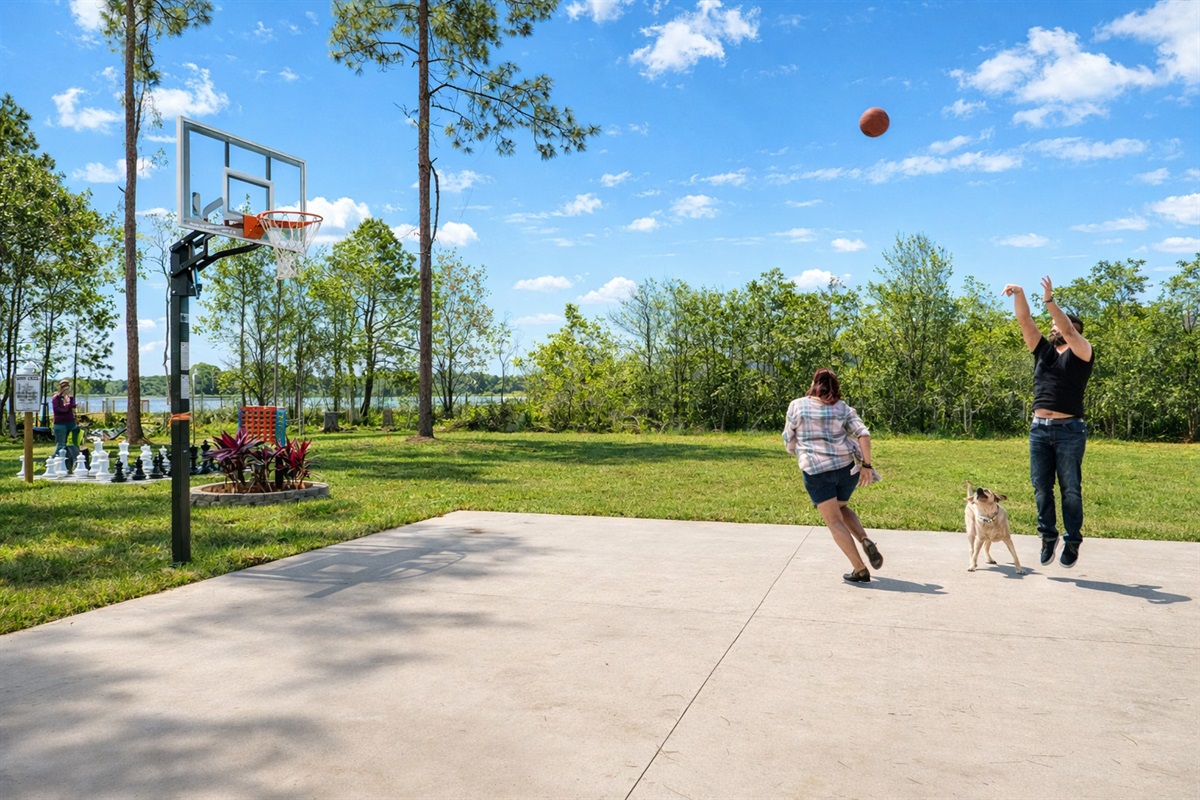 The basketball court.