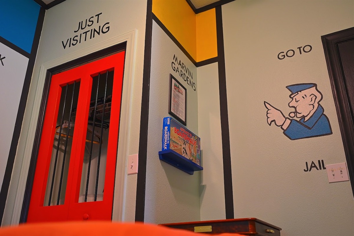 A Monopoly-themed hallway.