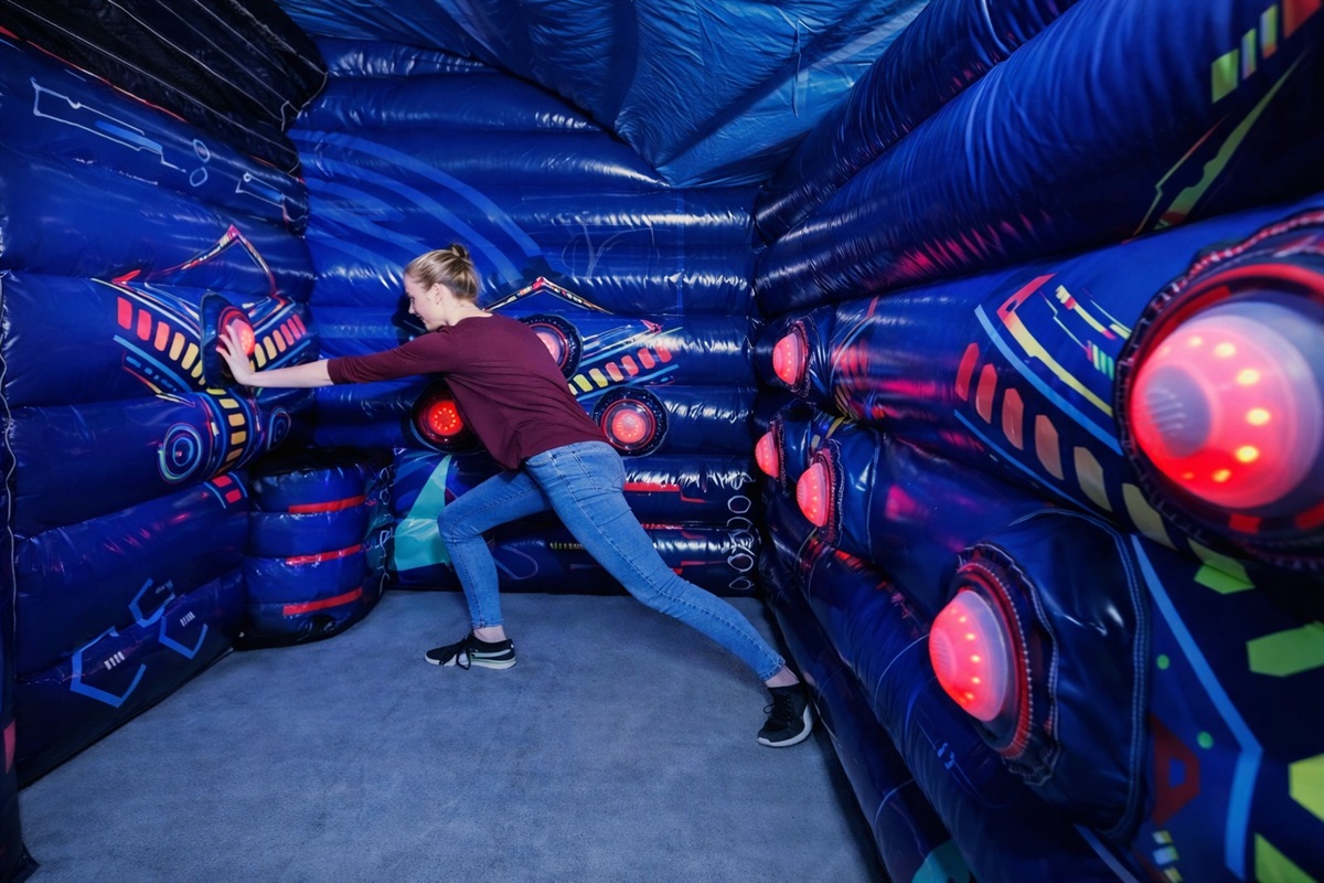 The inflatable disco light race.