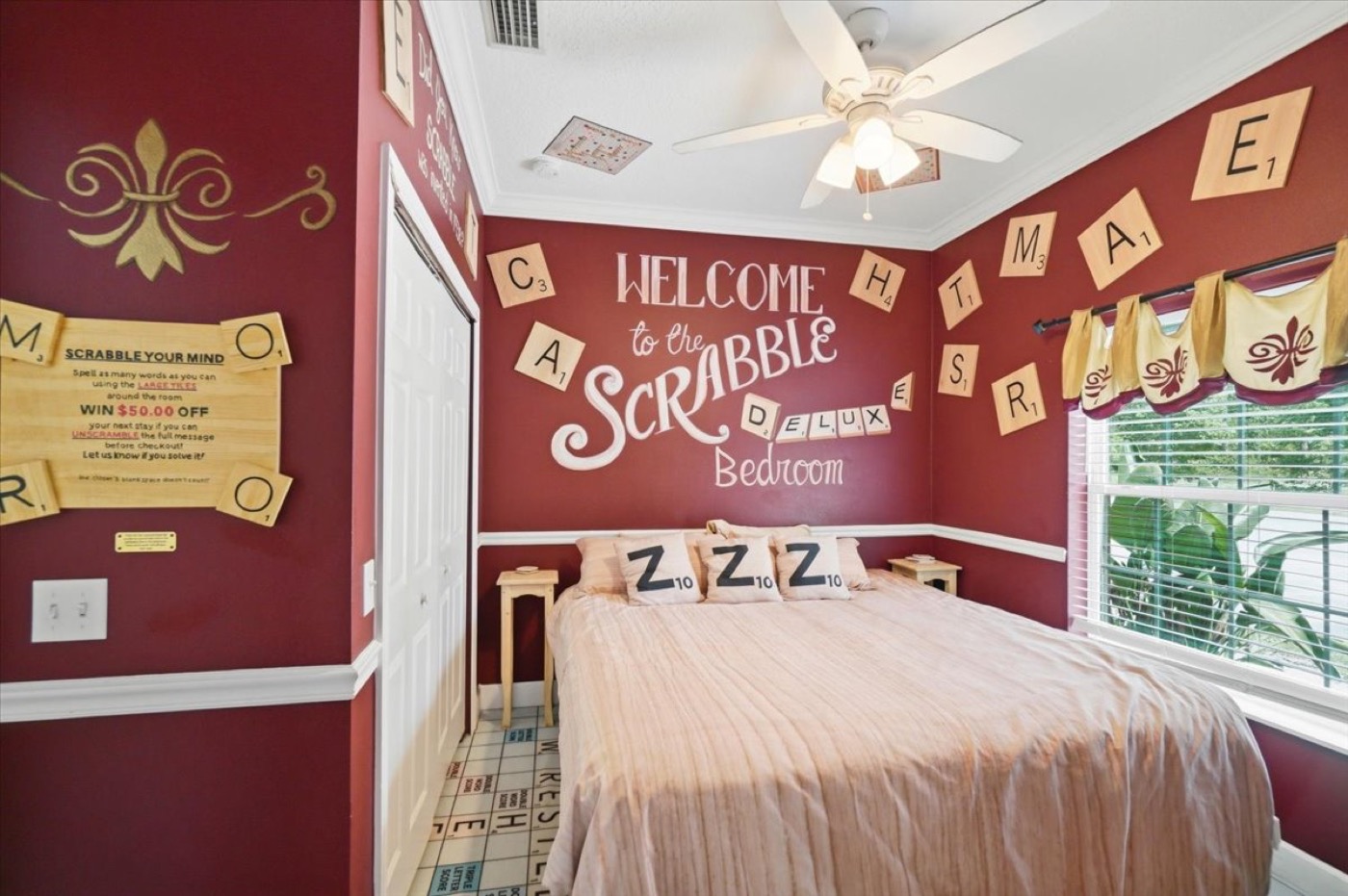 The Scrabble Deluxe Bedroom.