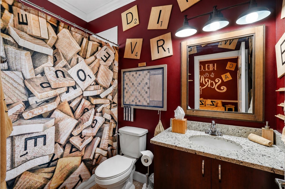 The Scrabble Bathroom at The Great Escape Parkside, Clermont FL