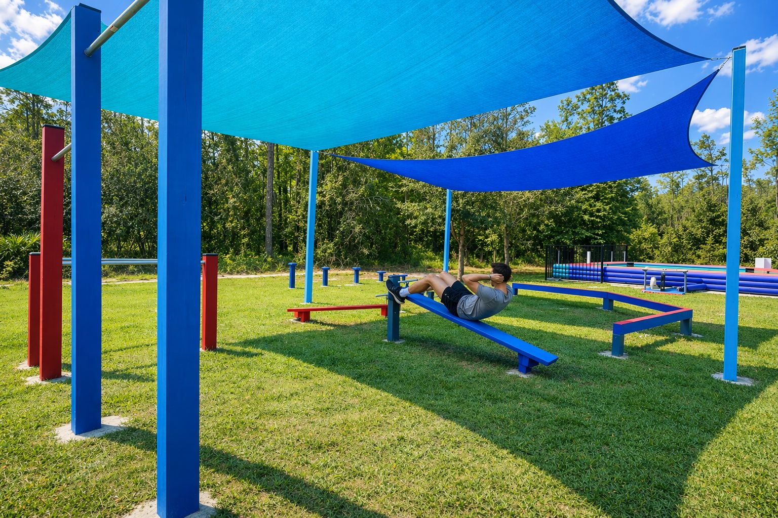 Practice your American ninja warrior skills on our outdoor gym!