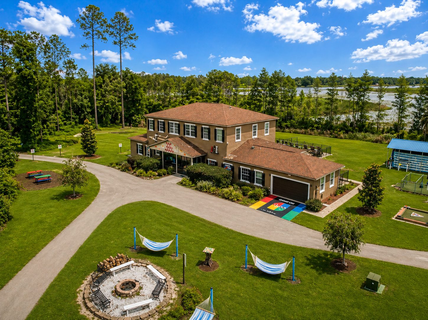 Aerial view of the estate.