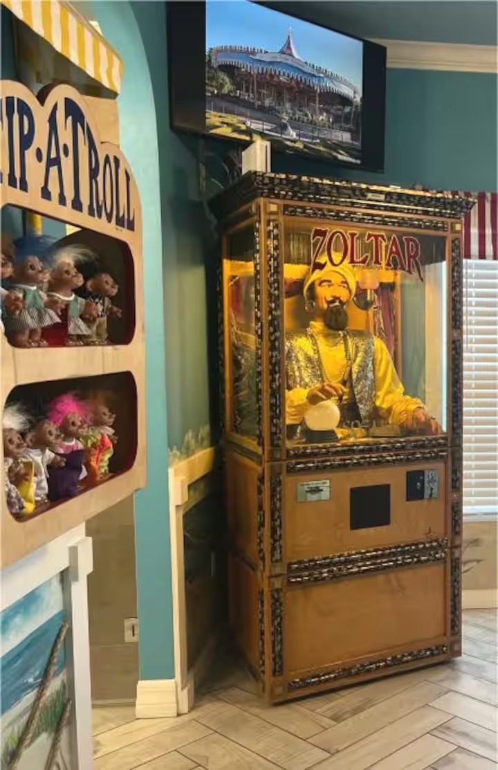 A fortune-teller machine in the arcade.