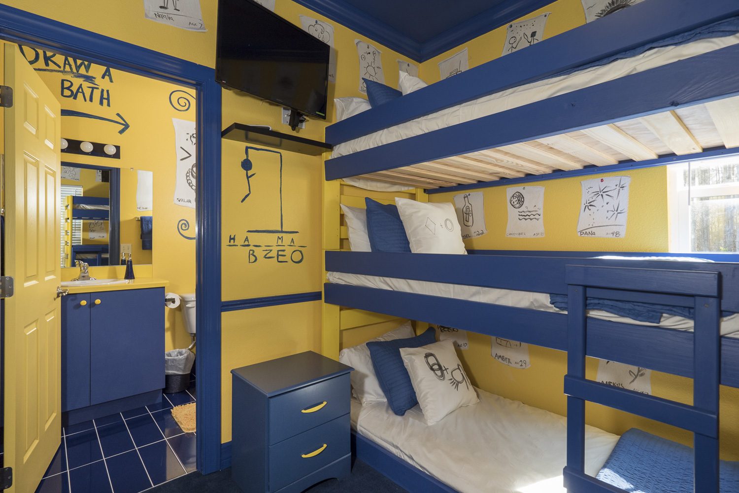 Bunk beds in the Pictionary games room.