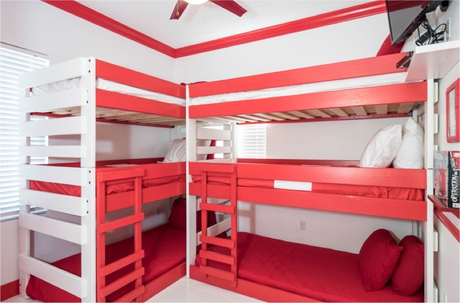 Operation room triple bunks in the Giant Operation Bedroom at The Great Escape Lakeside, Clermont FL
