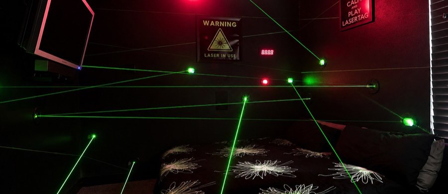 Laser maze game in the Laser Games Bedroom at The Great Escape Lakeside, Clermont FL