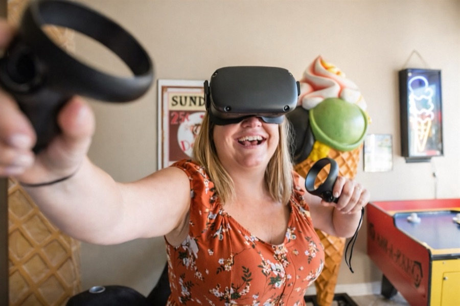 VR games and laughter.