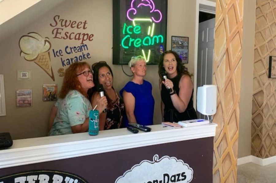 Homemade ice cream counter.