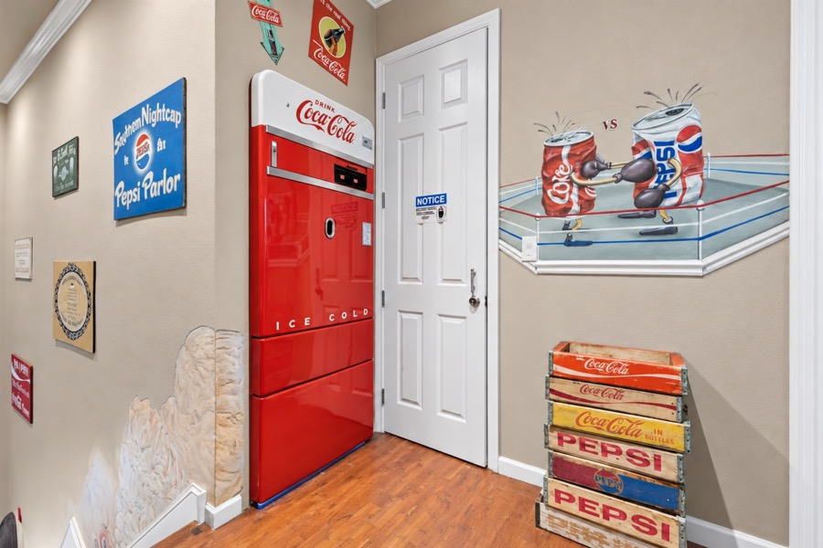 Hidden entrance to the coca cola room