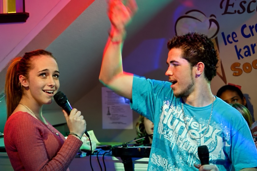 Karaoke night in the Ice Cream Social.