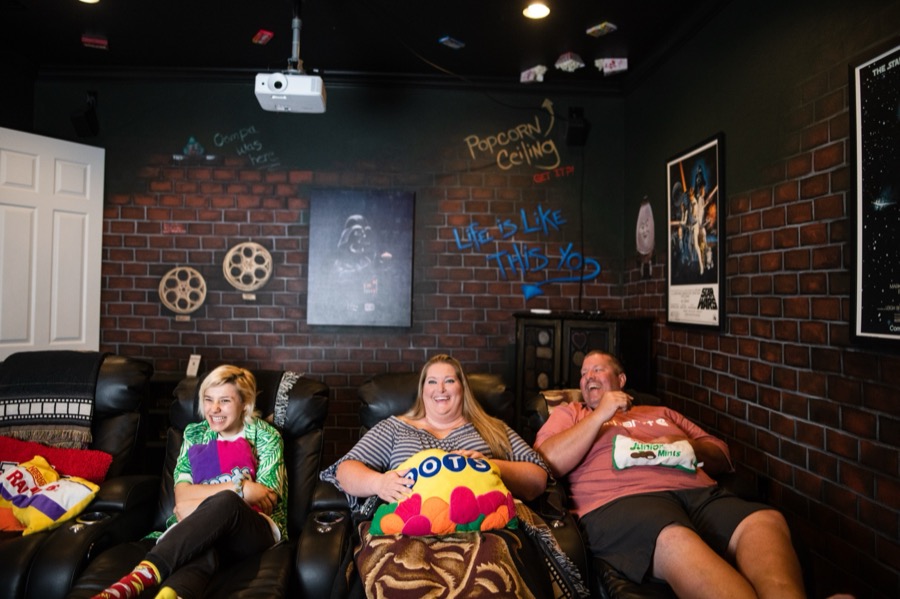 Movie night in the Box of Chocolates theater.