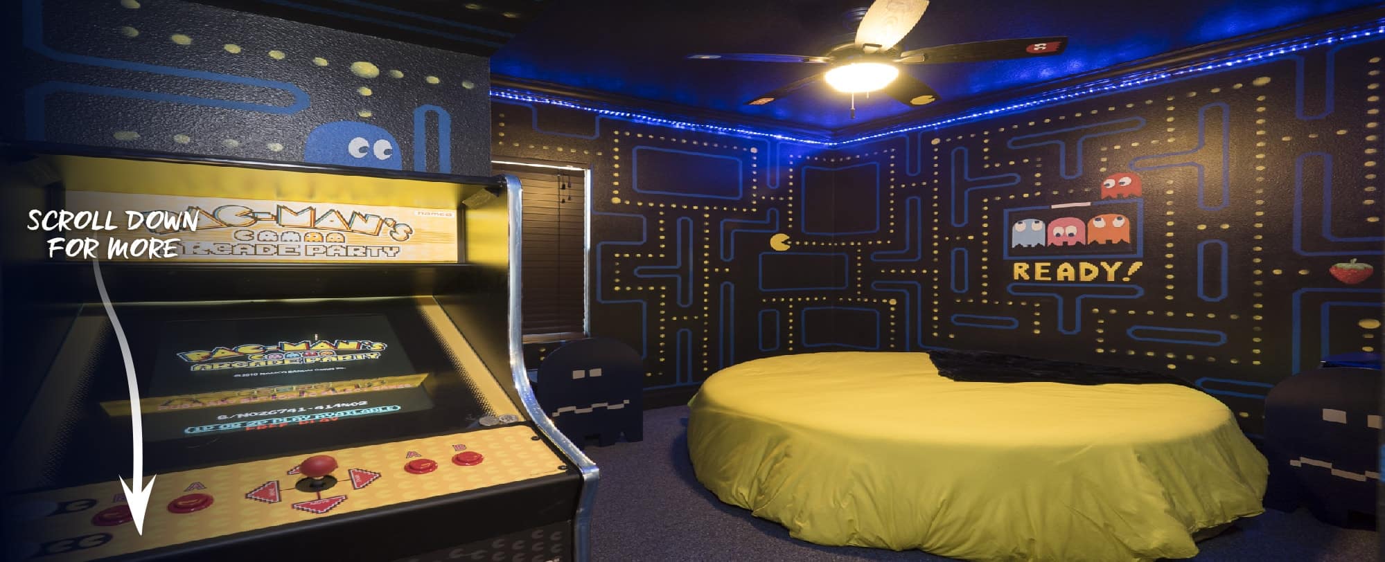 The 1980s Video Game Bedroom - Sleep in a Pac-Man maze at The Great Escape Lakeside - Managed by Orlando Area Luxury Rentals